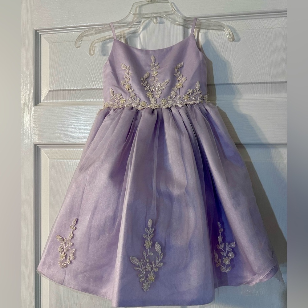 Lavender Embroidered Kids pageant dress